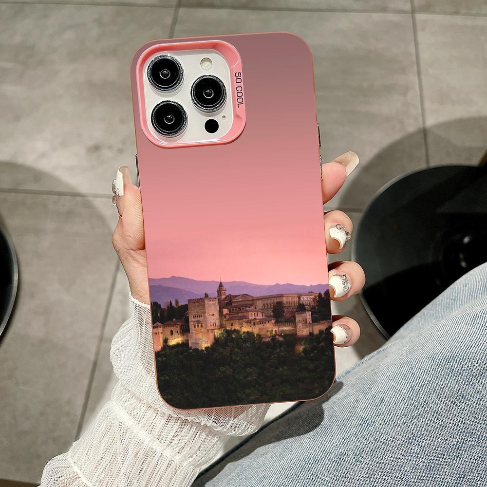 

Spain Alhambra Granada Pink Translucent Mobile Phone Case for iPhone 17 16 15 14 13 12 11 X XR XS Air Pro Max Plus Colorful iPhone 12 Pro Max