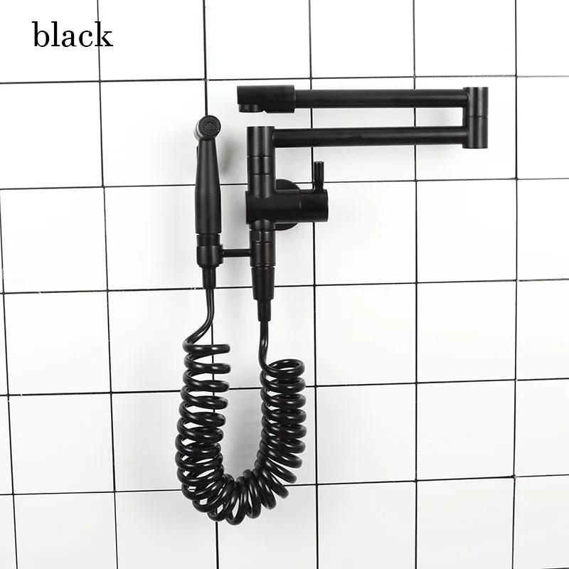 Brass Kitchen Faucet Single Cold Tap With Bidet Sprayer Black Kitchen Sink Tap Brushed Nickel Fold Tap Wall Mounted Chrome