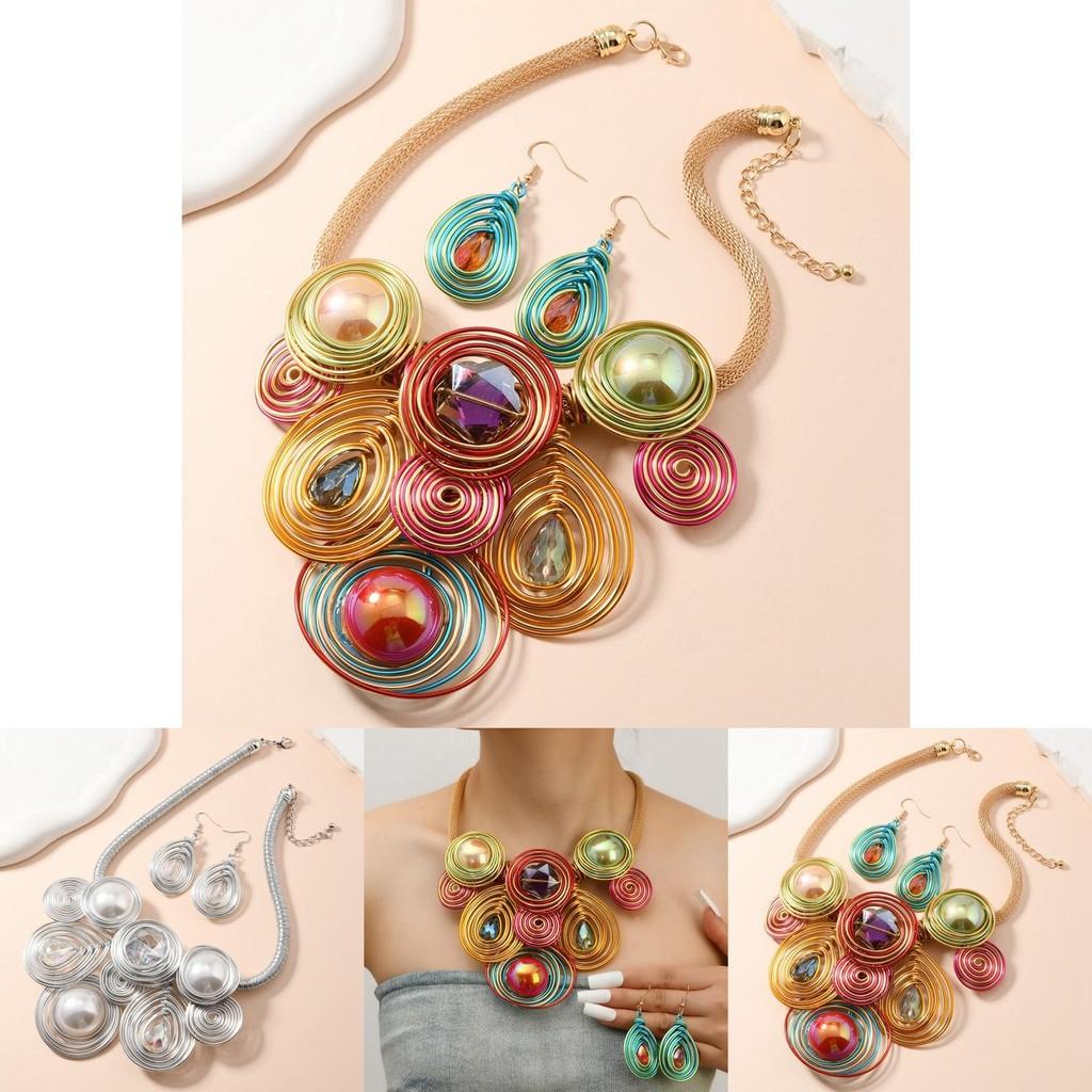 Modern Jewelry Set With Crystal Beads And Aluminum Wire For Women And Men