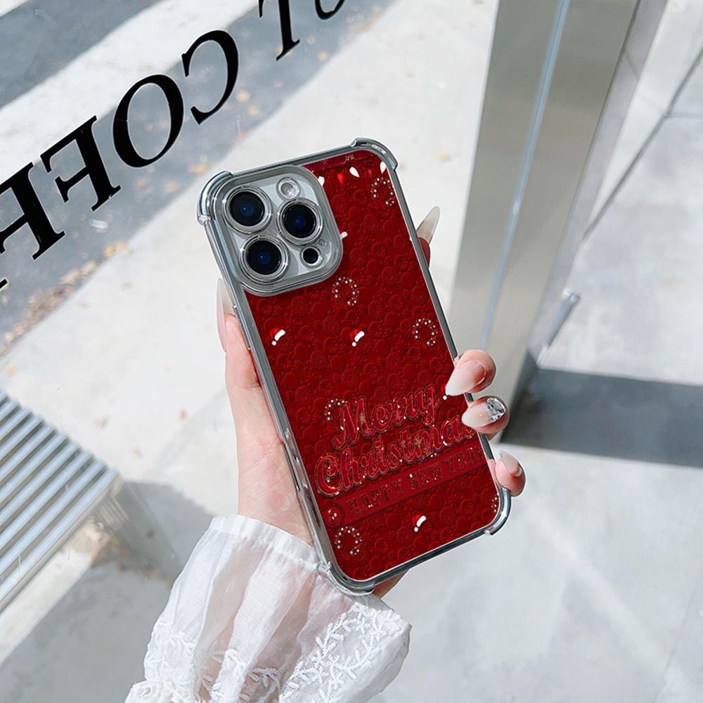 Ae114 Merry Christmas Christmas tree art Electroplated TPU Phone Cases for Samsung A54 A12 A14 S22 S23 S24 Ultra A55 A15 Four Corner Protection Cover