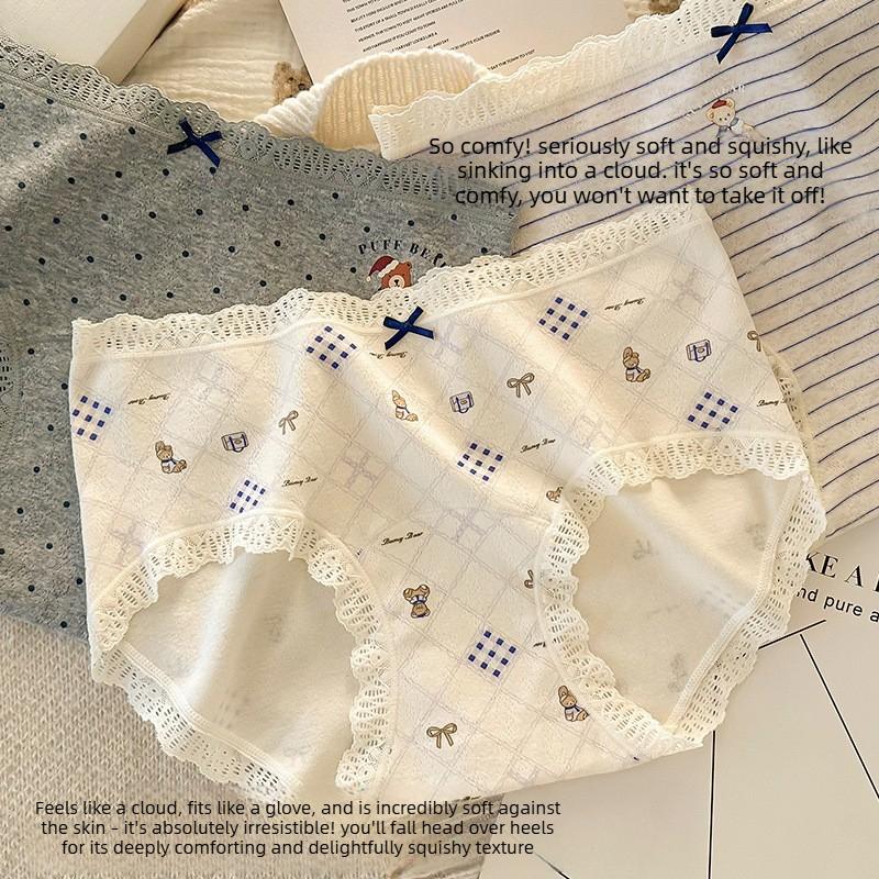 Big Size Ladies Spring and Autumn New Lovely Pure Cotton Without A Mark in The Waist Triangle Briefs