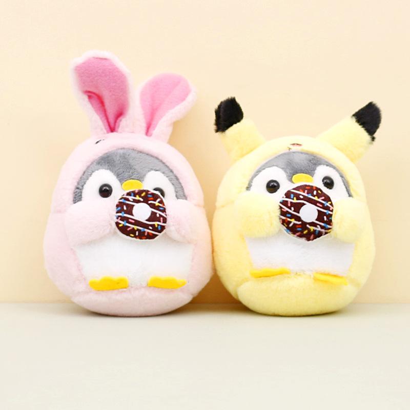 Pendant Keyrings Gift Plush Cute Penguin Turn Into Bear Rabbit Keychain Women Bag Ornaments Toy Soft Pom Ball Car Key