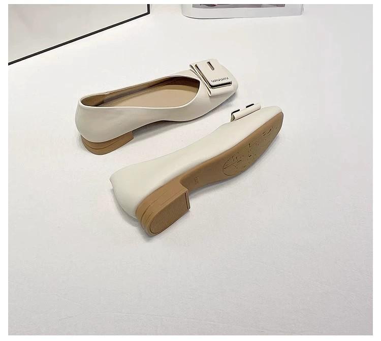 Spring 2025 new single shoes women's one-pedal mother Doudou shoes square head shallow mouth soft sole soft surface versatile women's shoes