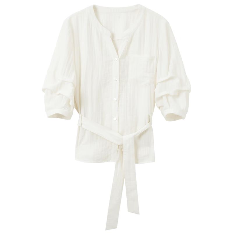 Lyocell Blend V-Neck Tie-Waist Blouse XL