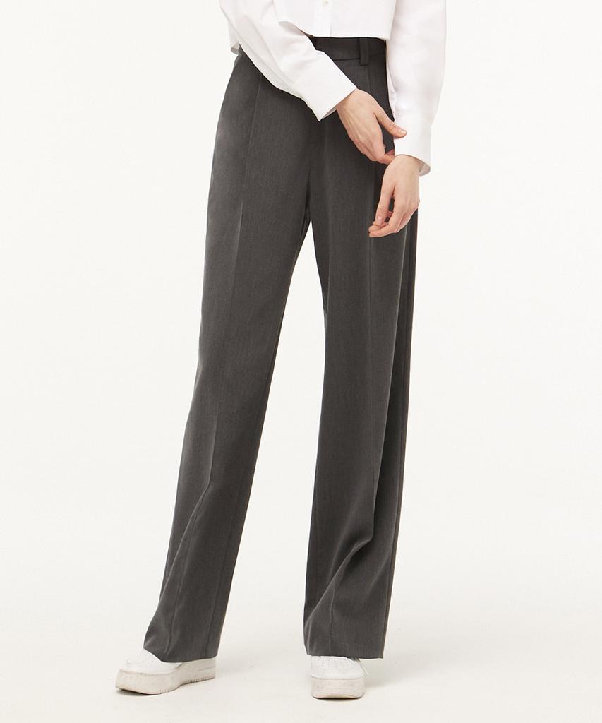 CITYBREEZE Basic Pintuck Wide Slacks_Charcoal