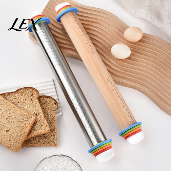 Non Stick Pastry Roller for Kitchen Rolling Pin with Thickness Rings, Ergonomic Measurement Markings Tool, Versatile Baking Supplies Non-Stick