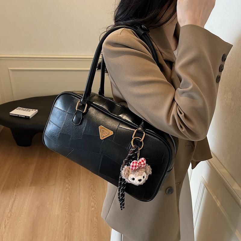 

Джейн Бергер ретро пэчворк сумка-бостон модная высококлассная сумка через плечо большой вместимости сумка для поездок на работу для девушки 36*12*18 чёрный