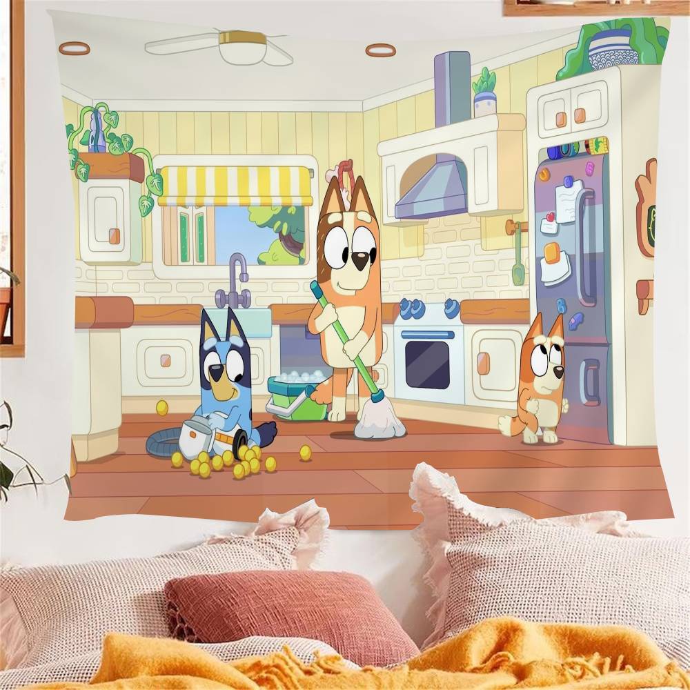 Anime BBlueyS Tapisserie Mignonne de Dessin Animé Décoration Murale Ménage Décoration de Maison