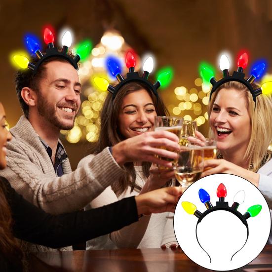 

Цветная светодиодная повязка на голову с 3 режимами, регулируемая, легкая, с подсветкой, 5 мини-ламп, светящаяся повязка на голову для женщин