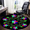 1pc Floral Mandala Design Chair Carpet for Office, Round Polyester Mat, Indoor Decor for Office, Easycare Fabric, Washable Non-slip Area Carpet