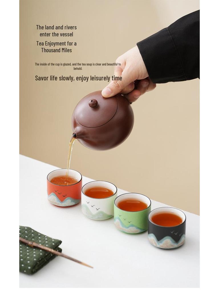 Ceramic Mastery Hand-Painted Retro Teacup - Chinese Style Gift with Custom Logo Packaging