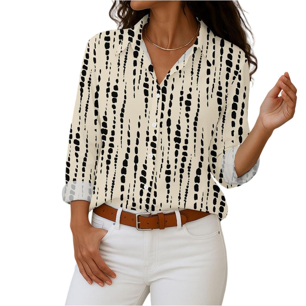 Women's Shirt With Floral Print Buttons, Long Sleeved Casual Regular Shirt  Blouses Casual Plus Size Basic Tops