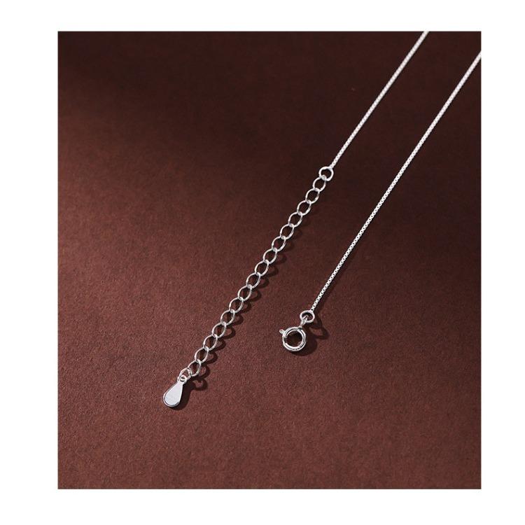 S925 Sterling Silver Necklace Simple and Fashionable Square Tube Chain Women's Chain Necklace
