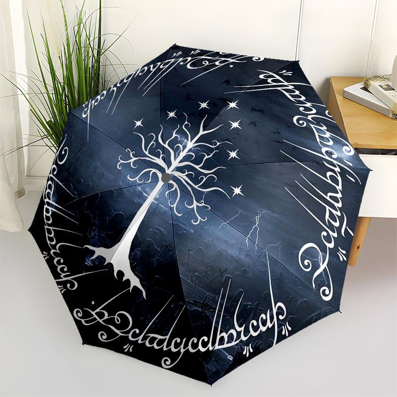

White Tree of Gondor: Lord of the Rings Inspired Wall Art Umbrella, Portable 3 Fold Compact Umbrella for Men & Women, Valentine s Day Mothe