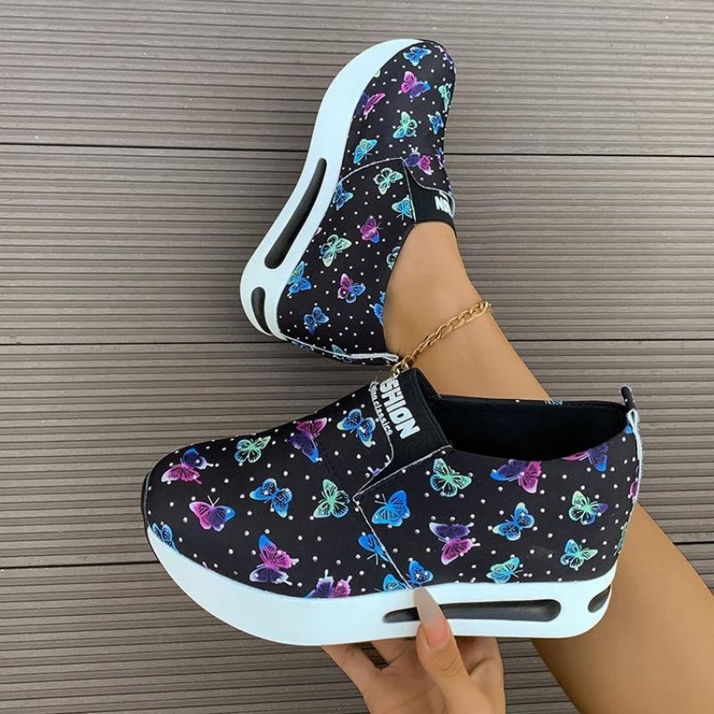 Large size sports shoes for women's spring and autumn new printed one-pedal casual shoes for women