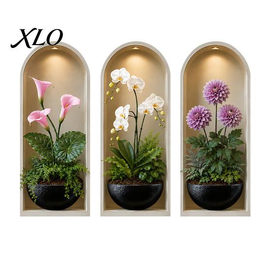 2D Archway Decals 3Pcs Arched Flower Wall Stickers, Boho Style Floral Plant Decals, Self Adhesive PVC Peel And Stick Wallpaper for Waterproof Stickers