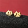 INS Retro Stainless Steel Fish Bone Cat Earrings - Halloween Cartoon Style