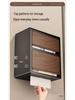 Vintage Wood Grain Wall-Mounted Tissue Box & Storage Rack - Double-Layer, Punch-Free Toilet Paper Holder