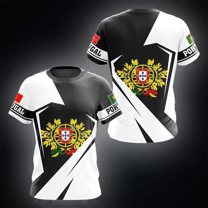 3D Portugal National Emblem Graphic T Shirt for Men Clothing Casual Unisex Short Sleeved Tee Shirts Streetwear Y2k Tops T-shirt