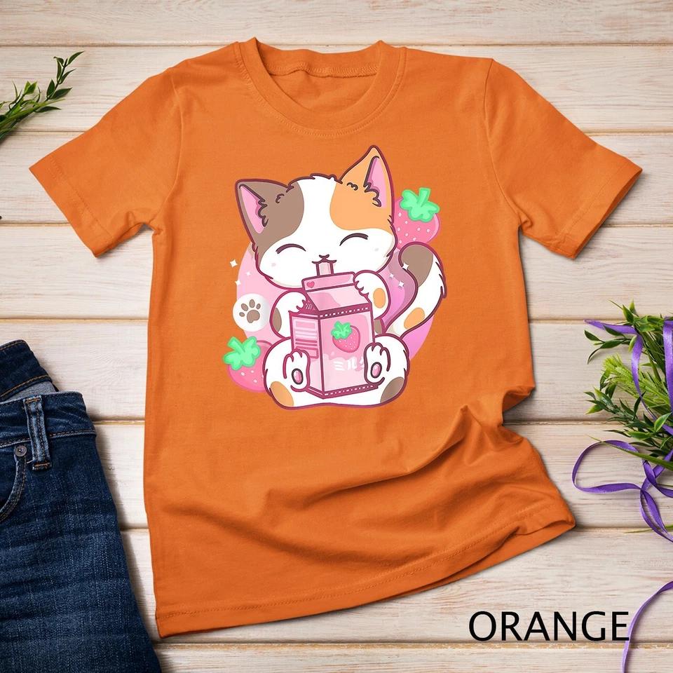 Strawberry Shake Strawberry Milk Cat Kawaii Neko Anime Girls Unisex T-shirt 5 M