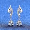 Angel Wing Pendant Earrings With Moissanite Cubic Zirconia Sterling Studs Women Fresh Sweet Style
