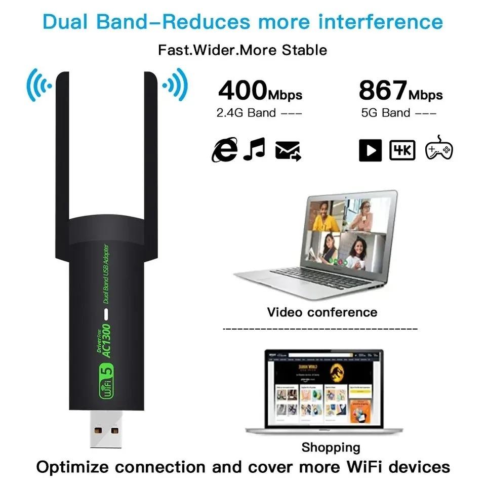 1300Mbps Dual Band WiFi Adapter USB 3.0 Drahtlose Netzwerk Karte 2,4G/5GHz Mini WiFi Dongle Empfänger Sender für PC /Laptop/Desktop