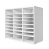Wooden Literature Organizer 24 Compartments with Adjustable Shelves White