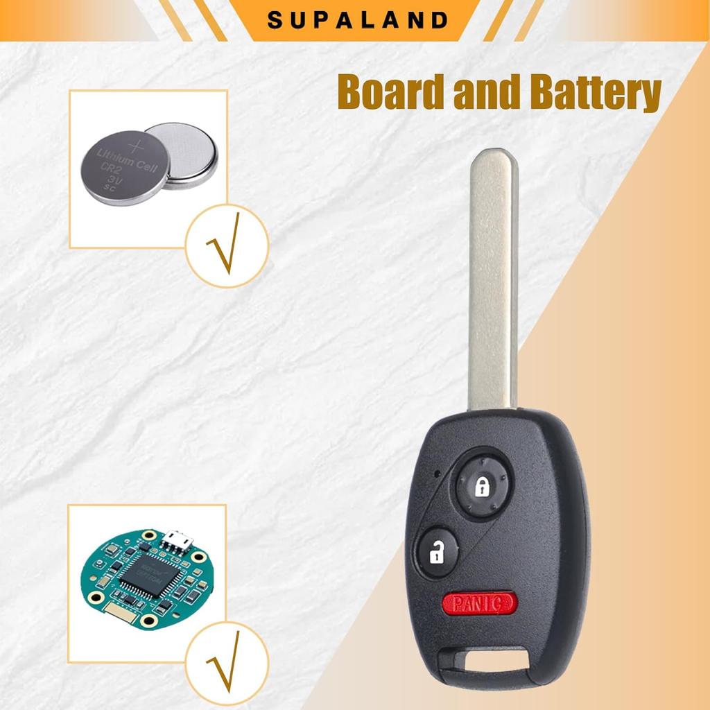 SUPALAND Key Fob Keyless Entry Fits for Honda CRV CRZ Fit Insight Accord Crosstour 2007 2008 2009 2010 2011 2012 2013 Remote Control Head Key
