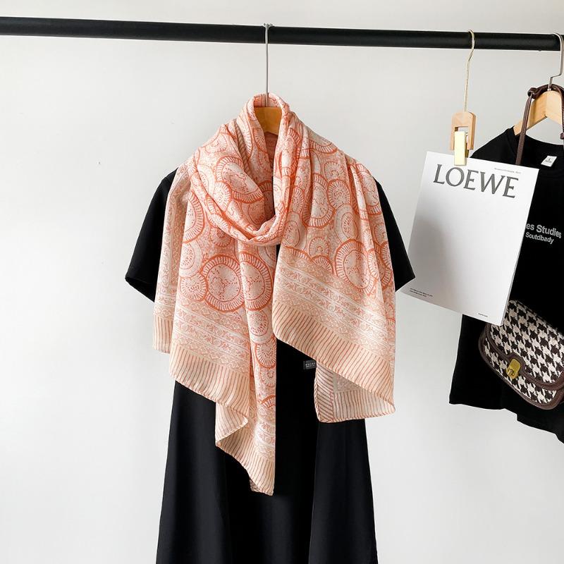 New cotton and linen scarf women's autumn high-end sense conch pattern silk scarf soft thin shawl headscarf