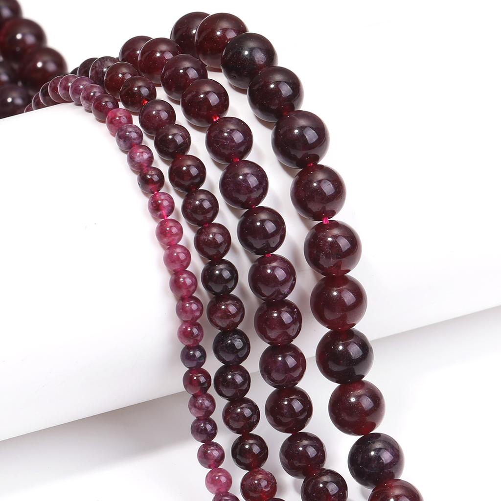 Perline di Granato Colorato da 4/6/8/10 mm per Collana, Braccialetto, Orecchini, Ciondolo Fai da Te, Perline Sfuse Rotonde, Vendita all'Ingrosso di Granati, Regali per le Feste