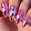Iridescent Electroplated 3D Rhombus Almond Purple False Nails