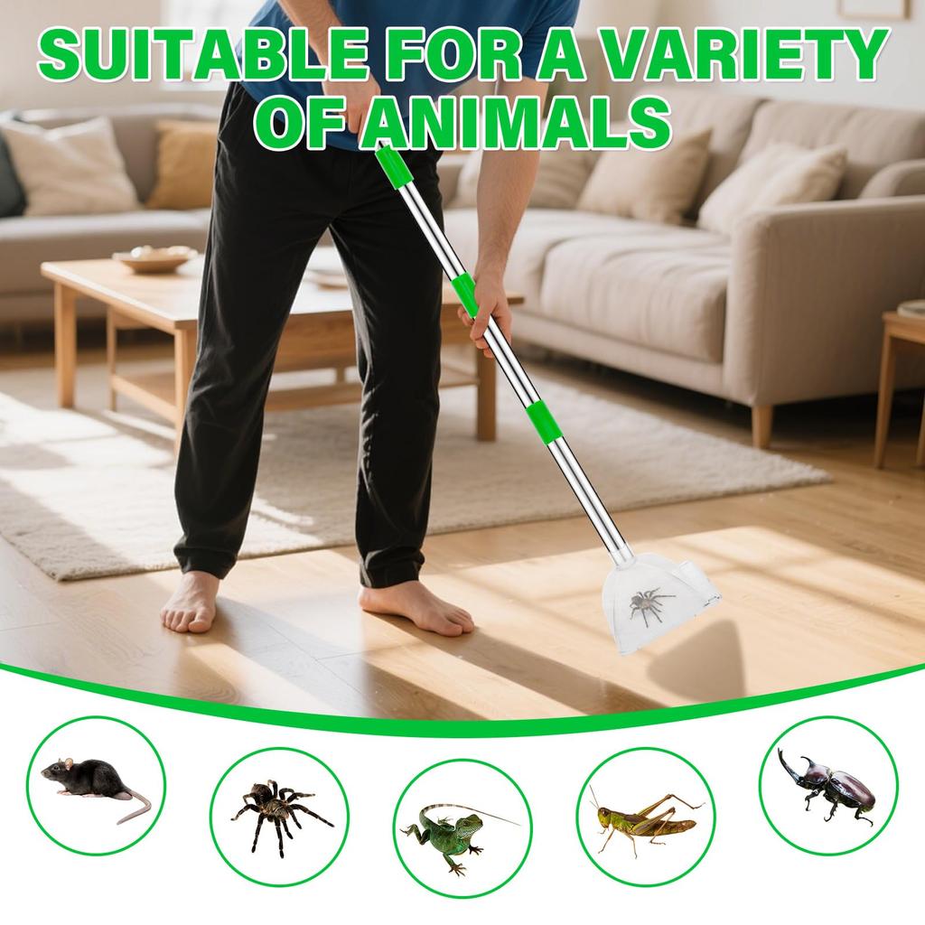 32 Inch Adjustable Long Handle, Contactless Catching Tool, Remove, Wasps, Pest Trap Catch Crawling For Hme Indoor And Outdoor Use