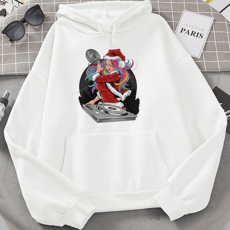 Harajuku Fleece Pullover Hoodie Christmas E Print Hoodies