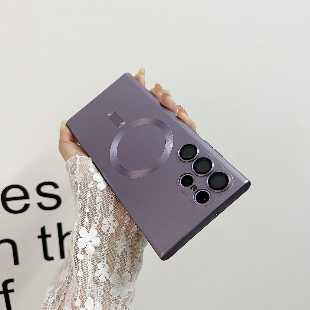 Suitable for Samsung S24ultra Mobile Phone Case Comes with Lens Film S21S22S23 Silicone Magnetic Absorbing New Soft Case