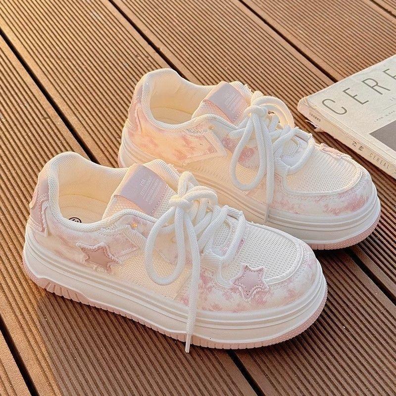 Little white shoes women's summer breathable mesh mesh shoes new shoes with skirts versatile platform sports board shoes