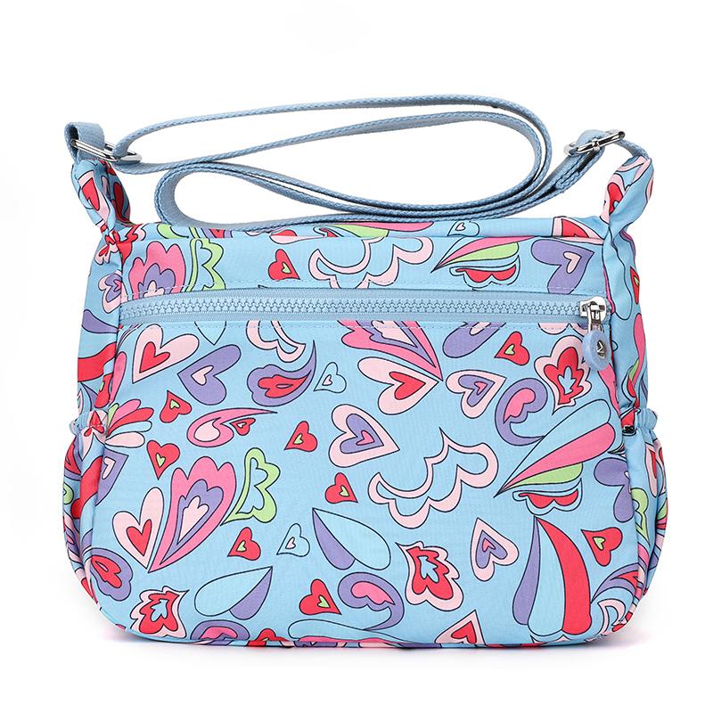 Women's Mobile Phone Bag Printed Nylon Shoulder Bag Crossbody Bag Middle-Aged Mother Bag Small Square Bag