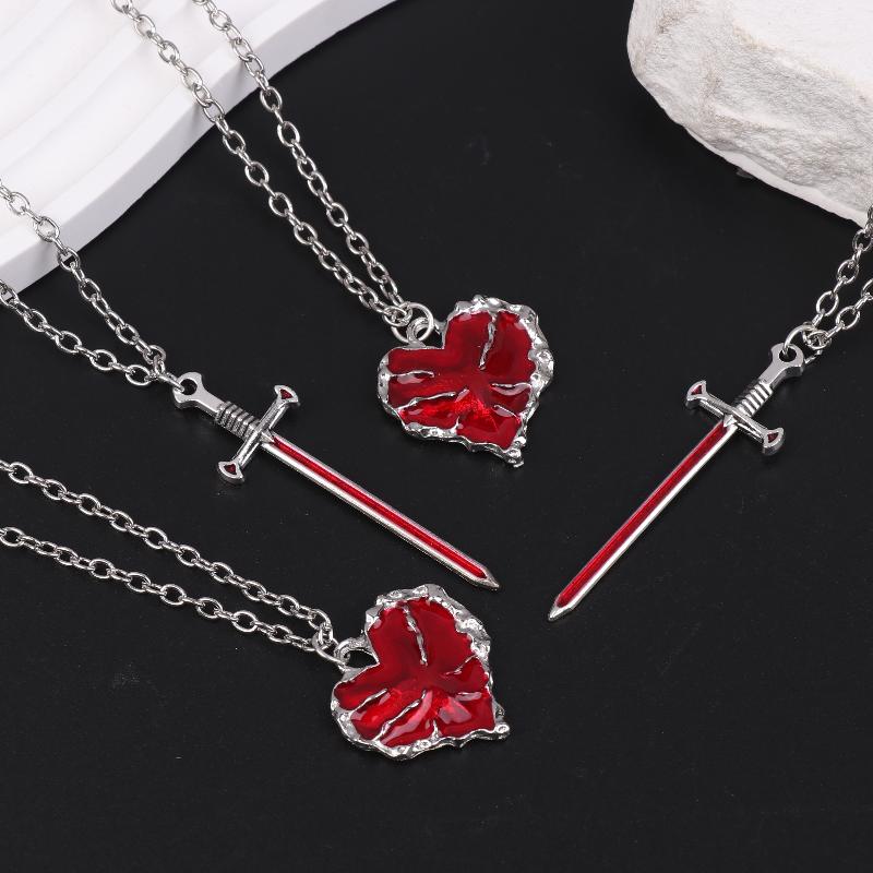 Simulate Sword Heart Necklace Set - Fashion Elegant Couple Collarbone Sweater Chain for Men Women Gift