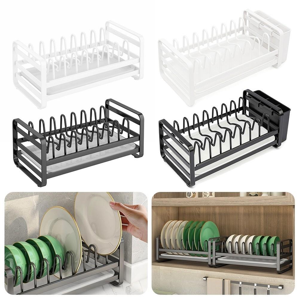 Multi-Functional Bowl Rack Pull-Out Design with Utensil Holder Drainage Storage Rack Carbon Steel Cabinet Drawer Rack