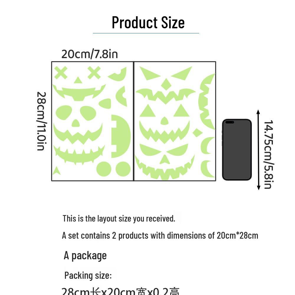 Glowing Halloween Wall Stickers - Ghost Faces & Pumpkins