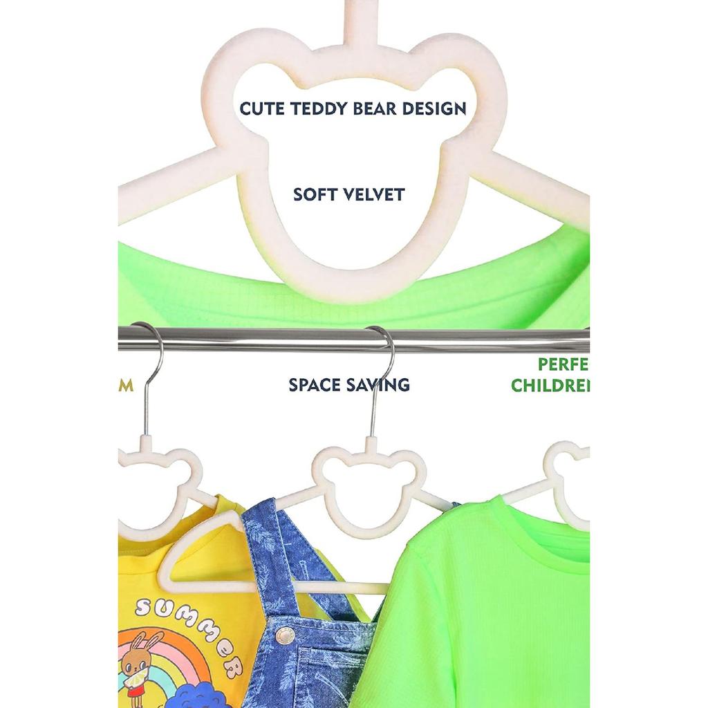 Teddy Bear Velvet Baby Kids Hanger Anti-slip Hanger Set Of 5 Rotating Hooks De231