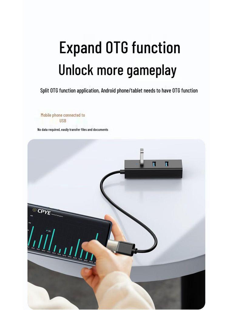 USB 4-Port Hub Extender with Long Cable for Laptop/Desktop