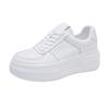 Leather platform white shoes women's 2025 spring new inner height increase breathable versatile casual women's shoes lace-up board shoes women