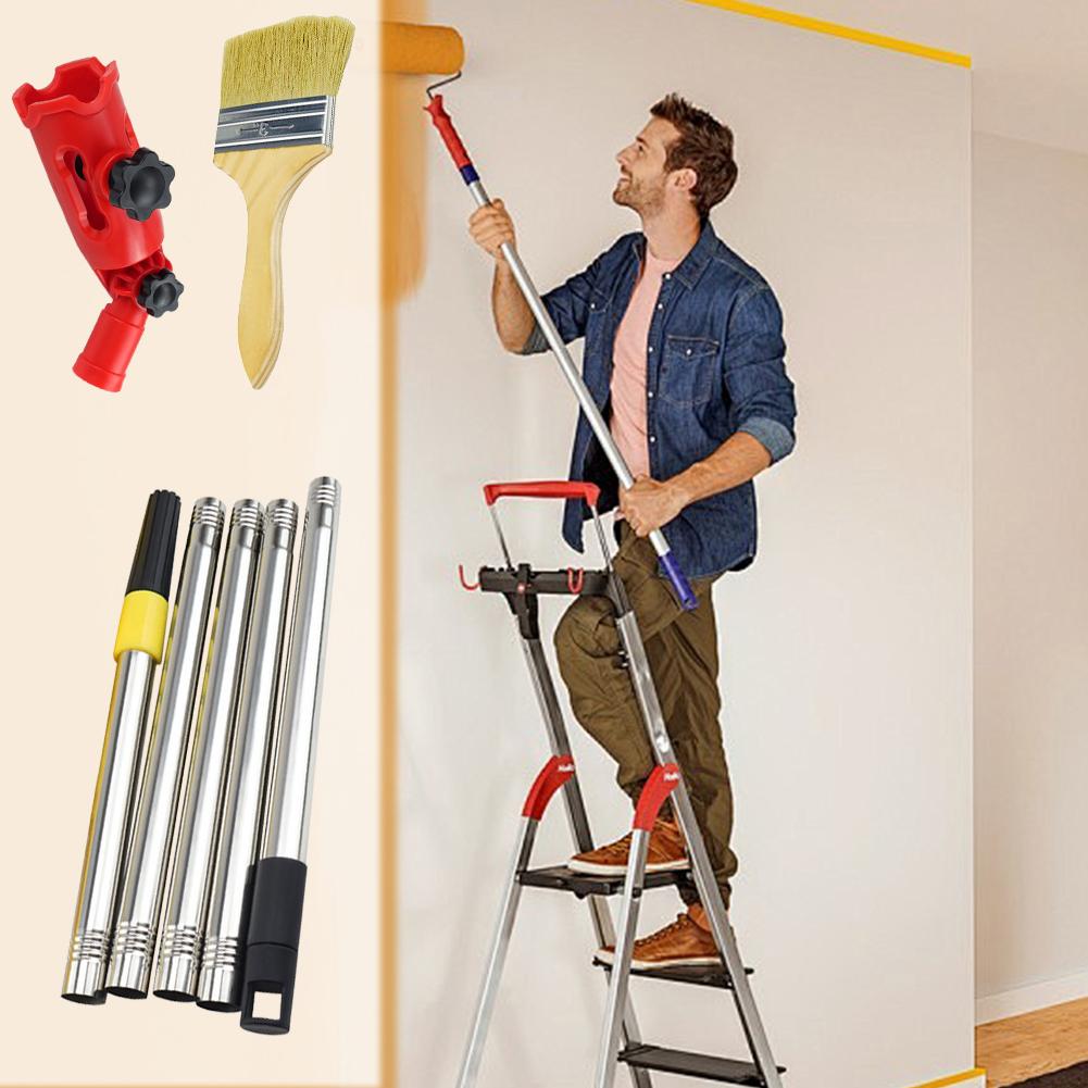 Multi-Angle Paint Brush Extension Handle Retractable Extension Pole Attachments Removable Wall Painting Rods for High Ceiling
