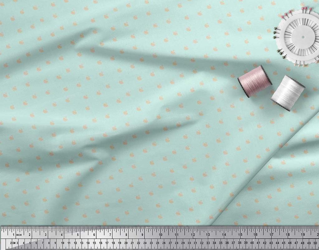 Soimoi Japan Crepe Satin Fabric Tea Cup Shirting Print Fabric by Metre 42 Inch