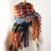 Winter New Rainbow Plaid Imitation Cashmere Scarf For Couples, Versatile Scarf, Thick And Warm Shawl