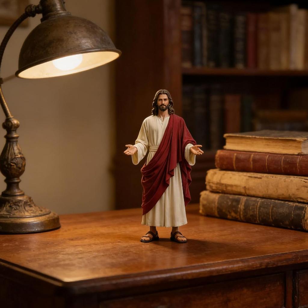 5.12 Inch Jesus Christ Statue with Fabric Robes & Sandals Sacred Heart Jesus Statue Jesus Loves You Figures for Home Decor