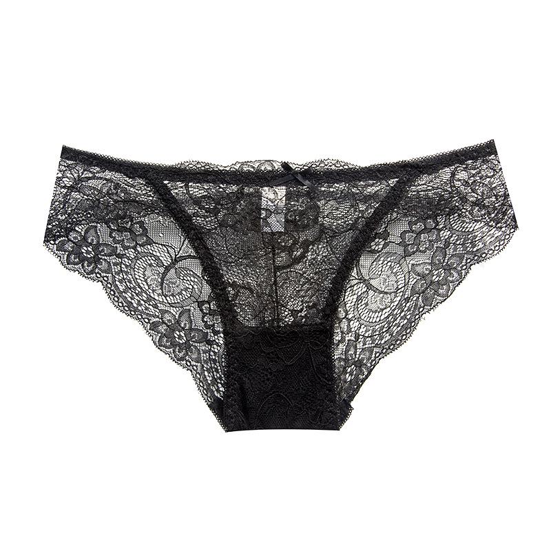 Low-Waist Seamless Lace Women's Triangle Panties with Breathable Pure Cotton Antibacterial Crotch