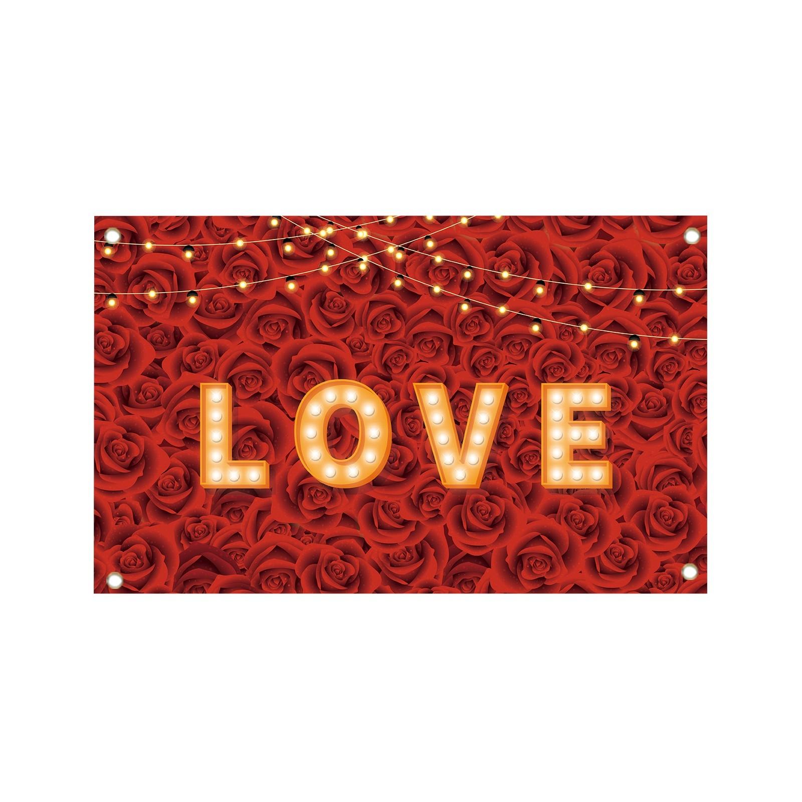 

День святого Валентина Фоновая ткань Роза Тема Украшения День святого Валентина Атмосфера Украшения Подвесной флаг из ткани красный