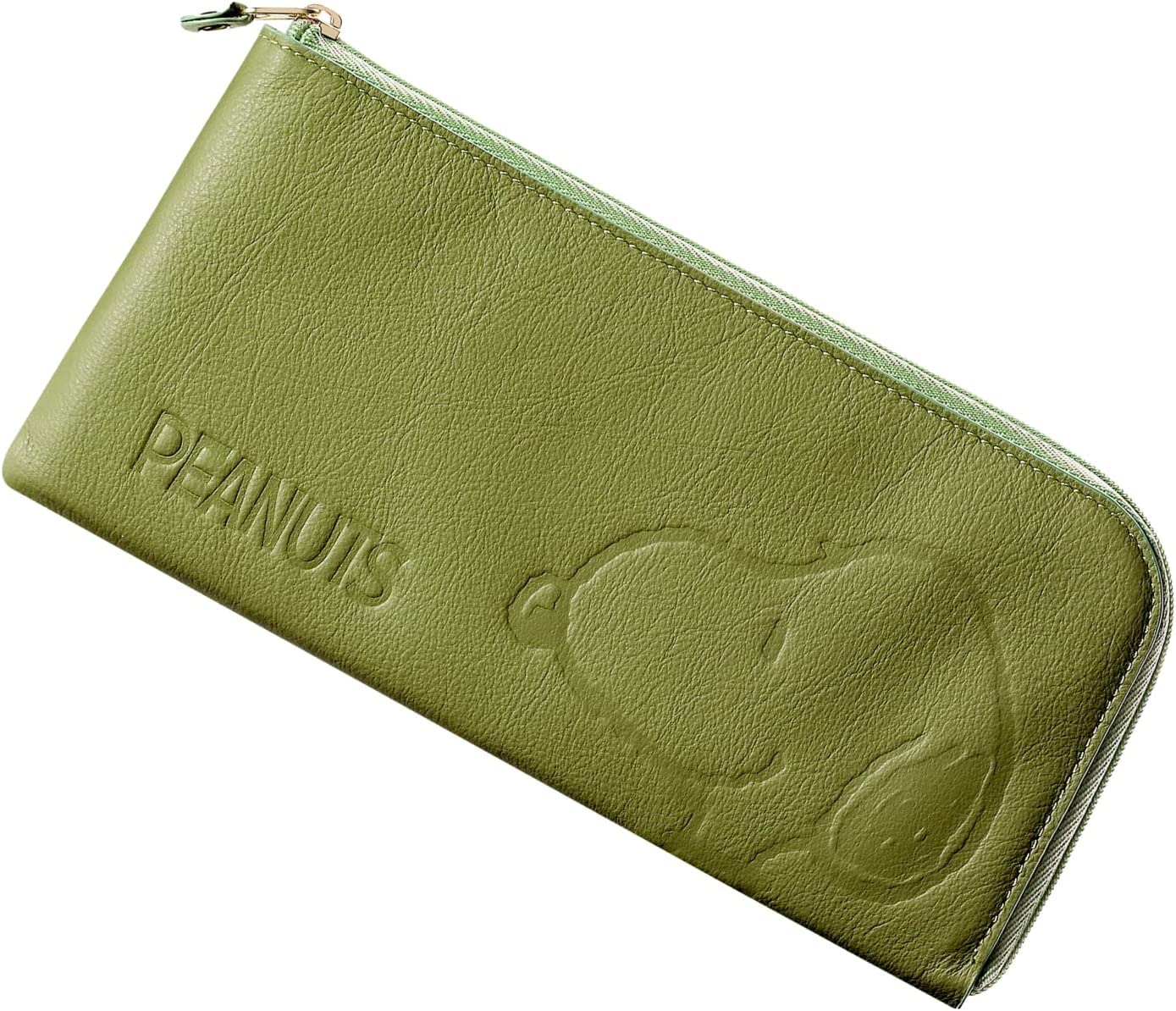 

Long Italian Genuine Coin Bill Purse [SNOOPY] Wallet, Wallet, Leather, Leather, Women s, Men s, Ultra-thin L-shaped Zipper, Purse, (Green) [Item]