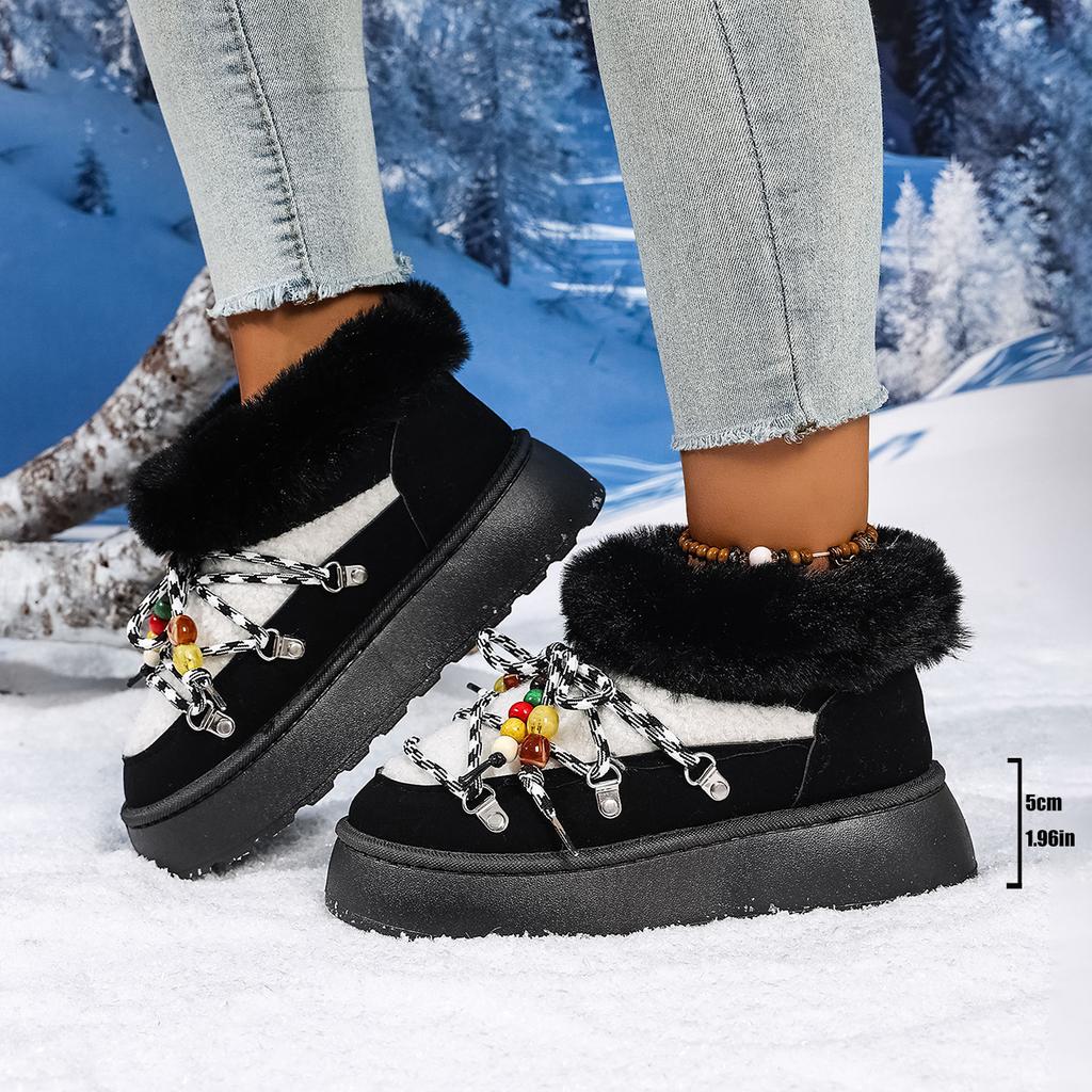 Fashion Luxury Fluffy Furry Fur Boots Woman's Ankle Booties 2025 Winter Ankle Boots Women Platform Shoes Antiskid Waterproof Ski Boots